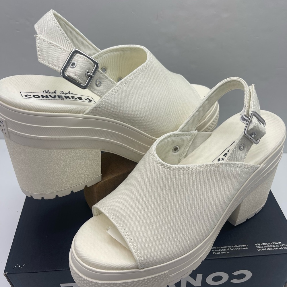Converse CHUCK 70 DE LUXE HEEL MULE SLI EGRET/EGRET/EGRET Platform Heels A13796F - Picture 11 of 16